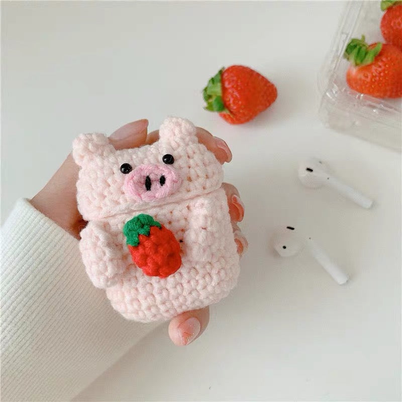 Plush Pig with Berry AirPods Case - phosos store